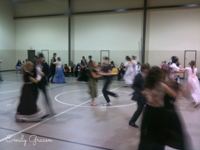 dancing The Scottish.  That's myself and a friend in the center -- spinning like crazy!